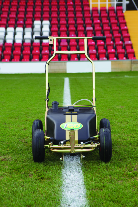 Rigby Taylor - iGO Machine  Will apply just 1 litre of Impact Gold to over-mark a football pitch