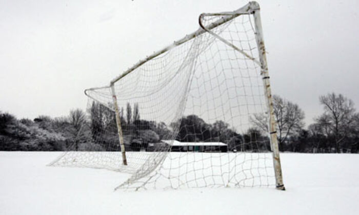 Snow covered pitch